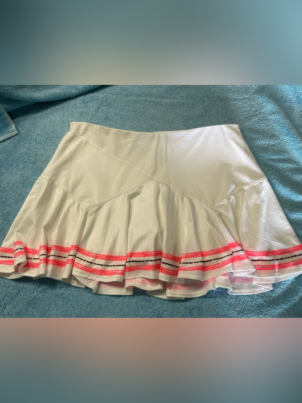 Lucky in Love White Ruffled Pickleball Skort with Pink Stripe Detail